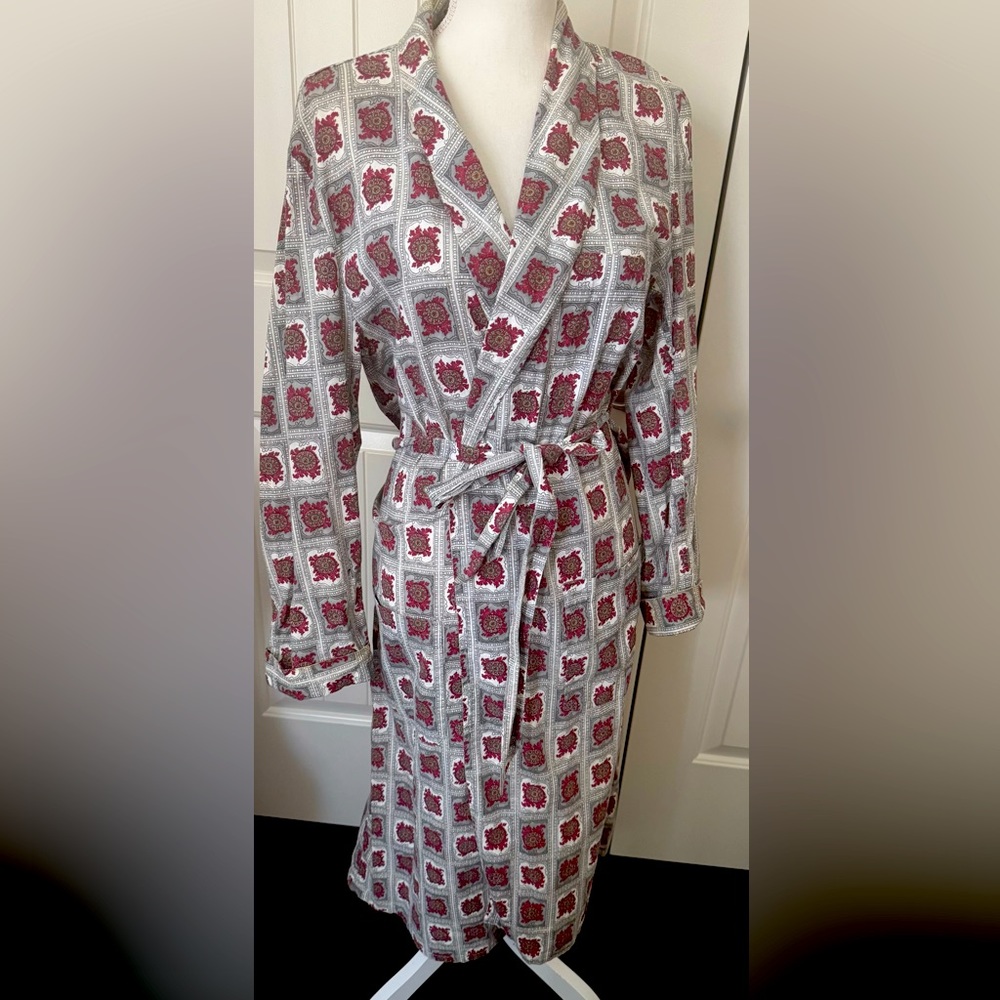 Vintage Penney’s Towncraft Wash N Wear Print Unisex Robe Belted Dressing Gown